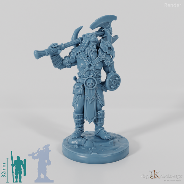 Vaultamir, Stoischer Barbar mit Axt (Pose 1)