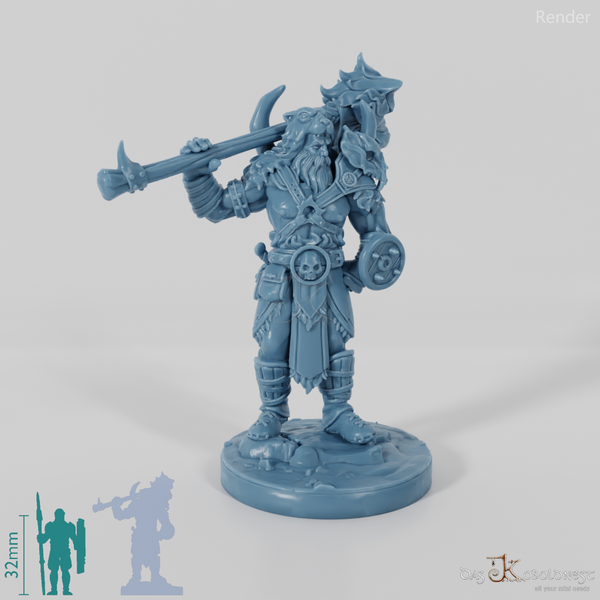 Vaultamir, Stoischer Barbar mit Hammer (Pose 1)