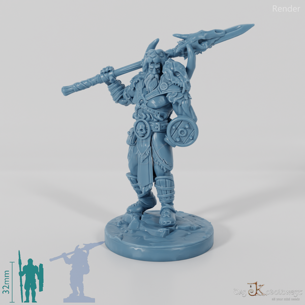 Vaultamir, Stoischer Barbar mit Speer (Pose 1)