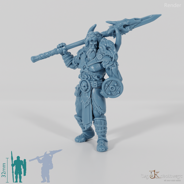 Vaultamir, Stoischer Barbar mit Speer (Pose 1)