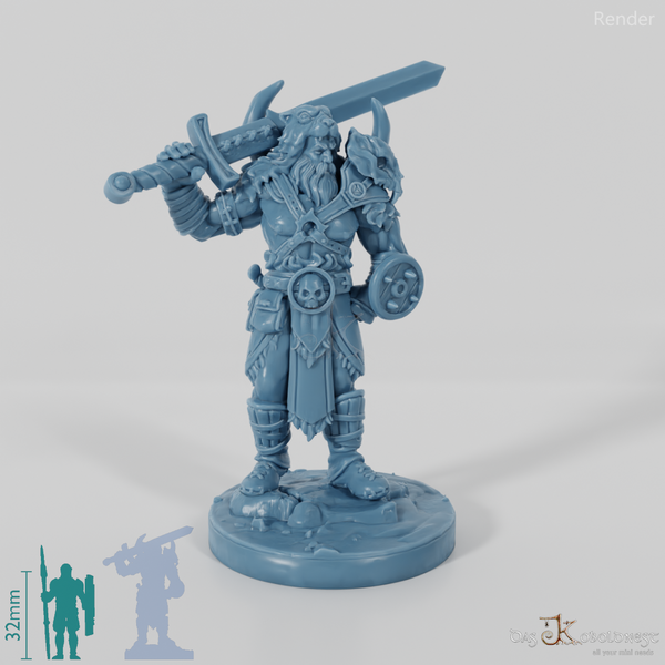 Vaultamir, Stoischer Barbar mit Schwert (Pose 1)