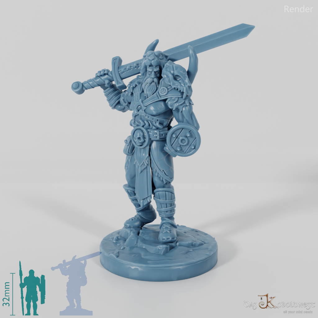 Vaultamir, Stoic Barbarian with Sword (Pose 1)