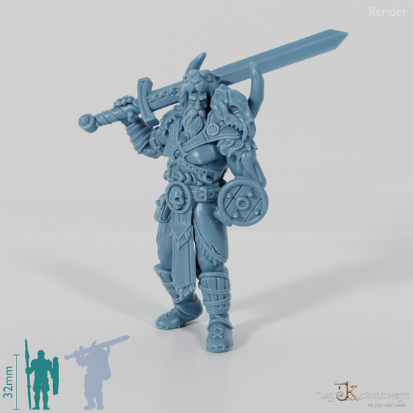 Vaultamir, Stoischer Barbar mit Schwert (Pose 1)