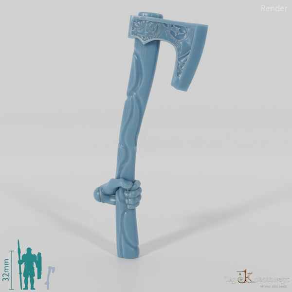 Horsemen's axe, decorated 2 with hand