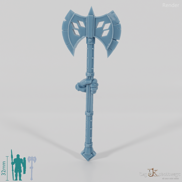 Dwarven Battle Ax with Hand (Notched)