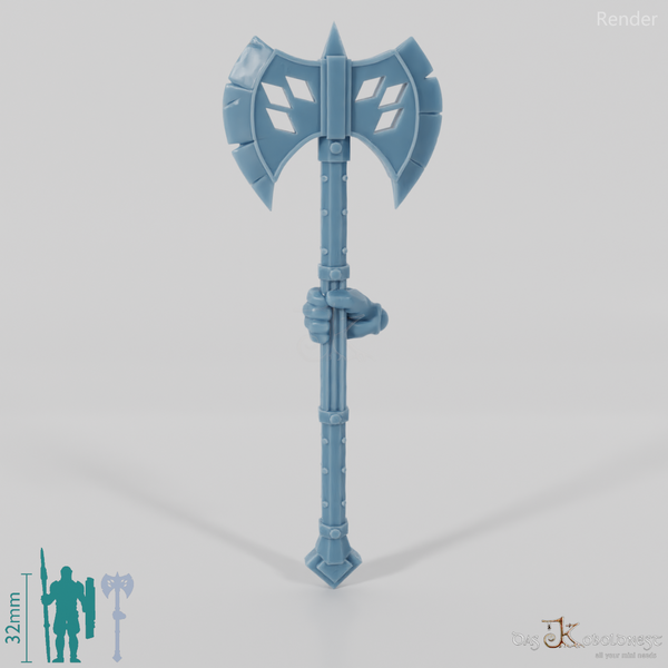 Dwarven Battle Ax with Hand (Notched)