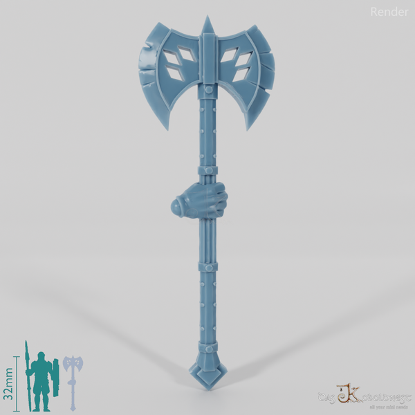Dwarven Battle Ax with Hand (Notched)