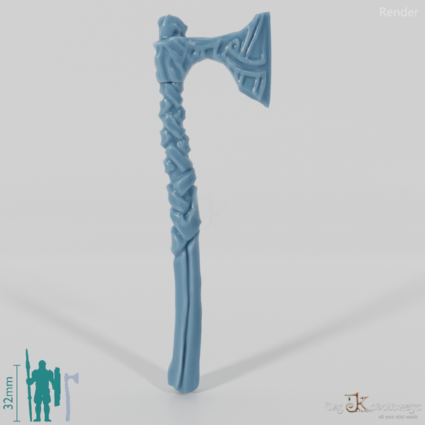 Two-handed ax with a bare handle