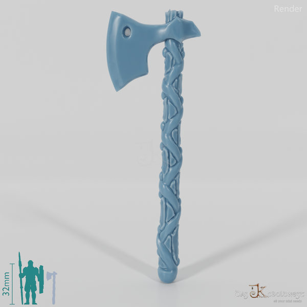 Two-handed ax with bare blade