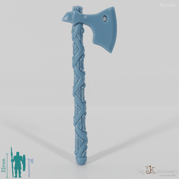 Two-handed ax with bare blade