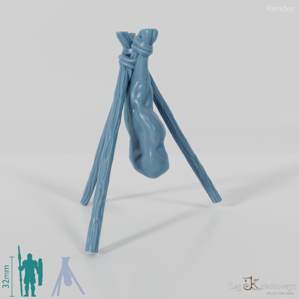 Animal processing - tripod with deer leg