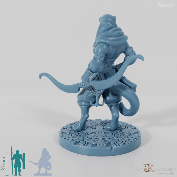 Well, catfolk adventurer with a bow