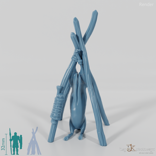 Tierverarbeitung - Gestell mit Jagdbeute