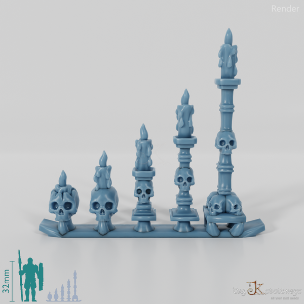 Candle - candle holder with skulls (square)