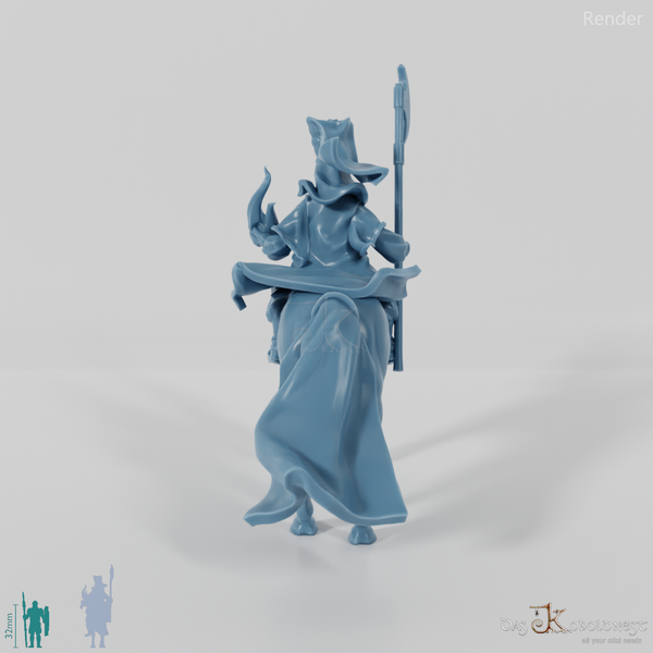 Düsterer Zauberer auf Pferd