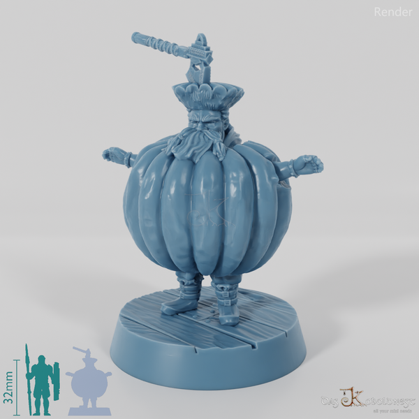 Gawli, dwarven warrior in giant pumpkin