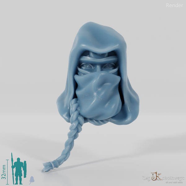 Elf head - Female B with covered helmet