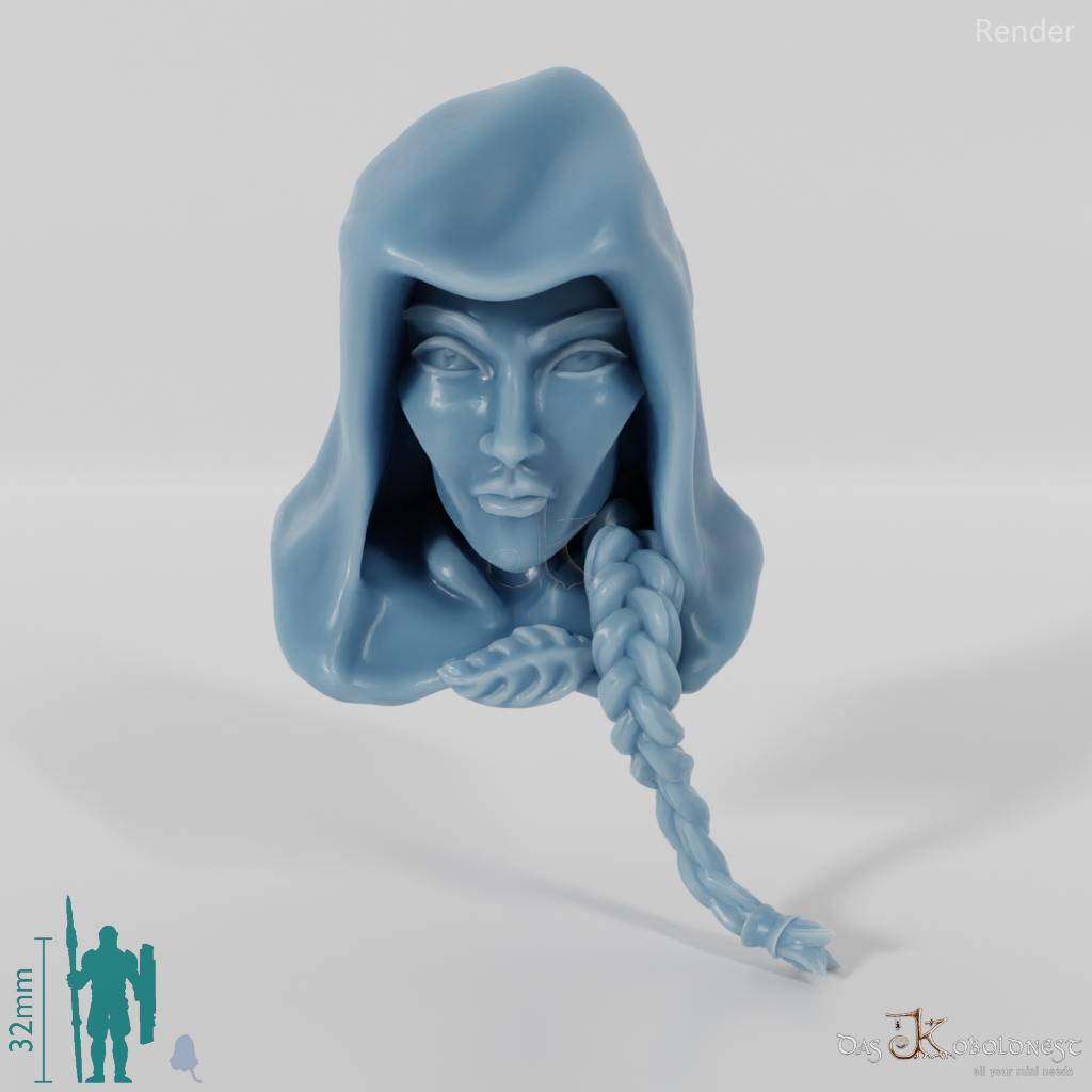 Elf Head - Female B with hood