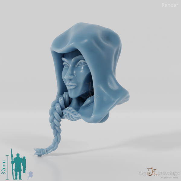 Elf Head - Female B with hood
