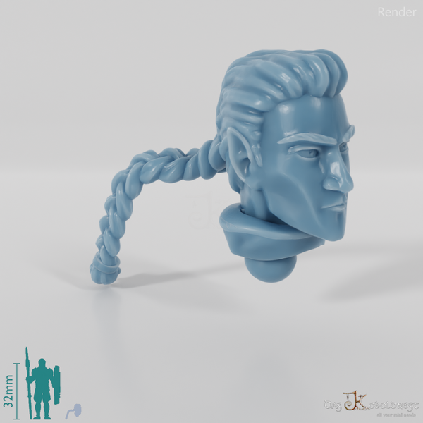 Elf Head - Male with pigtail
