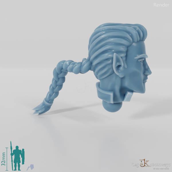 Elf Head - Male with pigtail