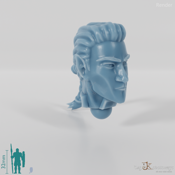 Elf Head - Male with pigtail