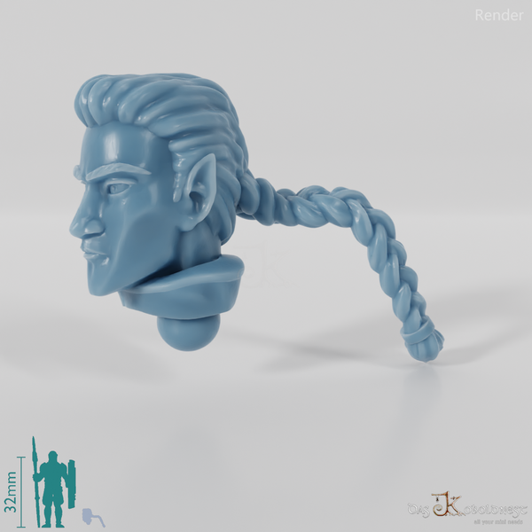 Elf Head - Male with pigtail