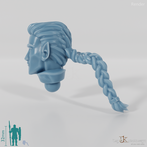 Elf Head - Male with pigtail