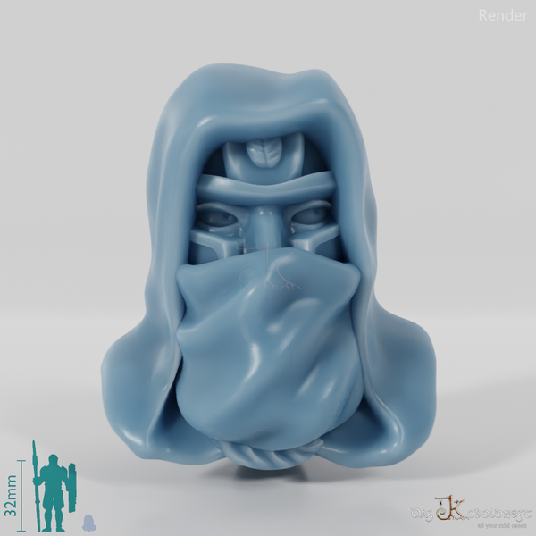 Elf Head - Male with veiled helmet