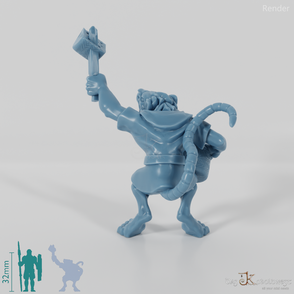 Rattenmensch mit Käserad