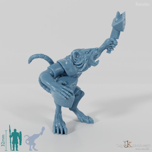 Rattenmensch mit Käserad