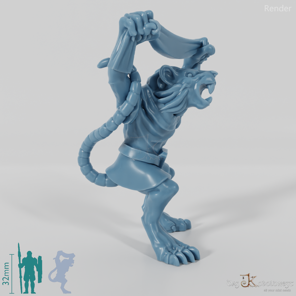 Cheering rat man with banner