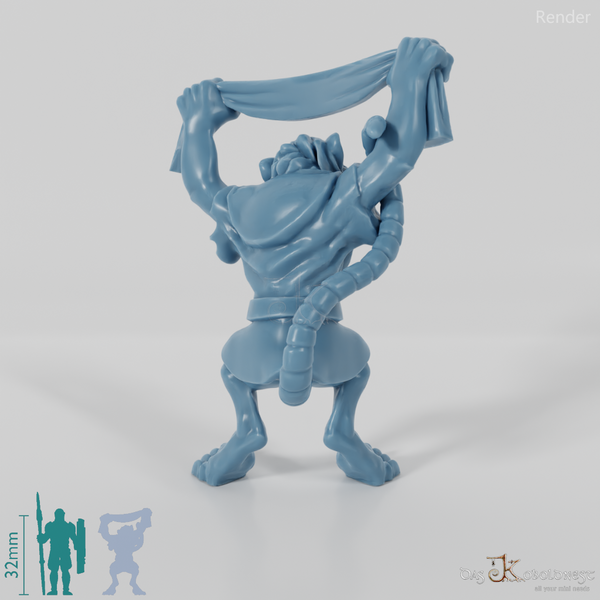 Cheering rat man with banner