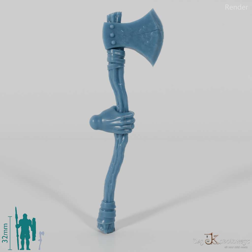 Halfling battle ax with hand
