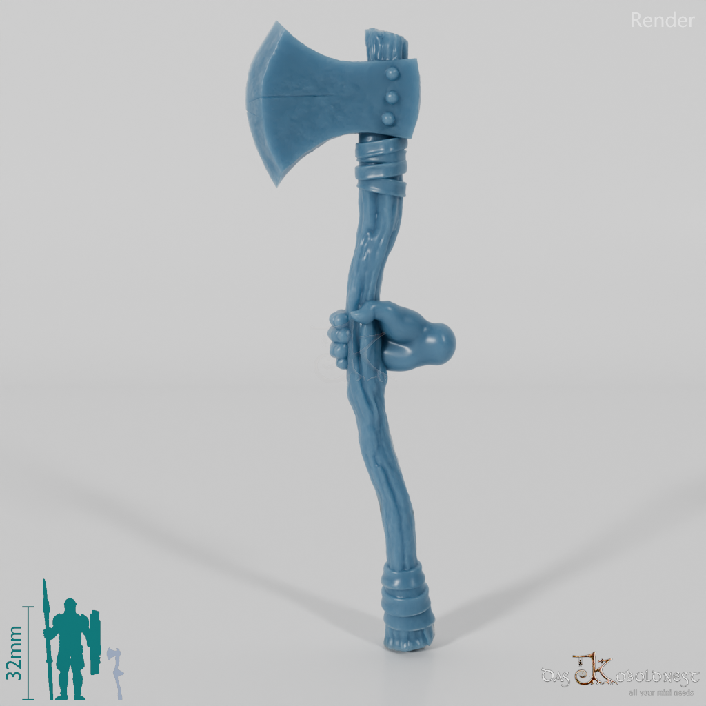 Halfling battle ax with hand