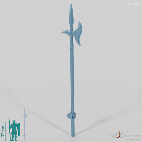 Menschen-Hellebarde A, hinten gegriffen mit Hand (Gonthan)