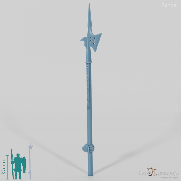 Menschen-Hellebarde B, hinten gegriffen mit Hand (Gonthan)