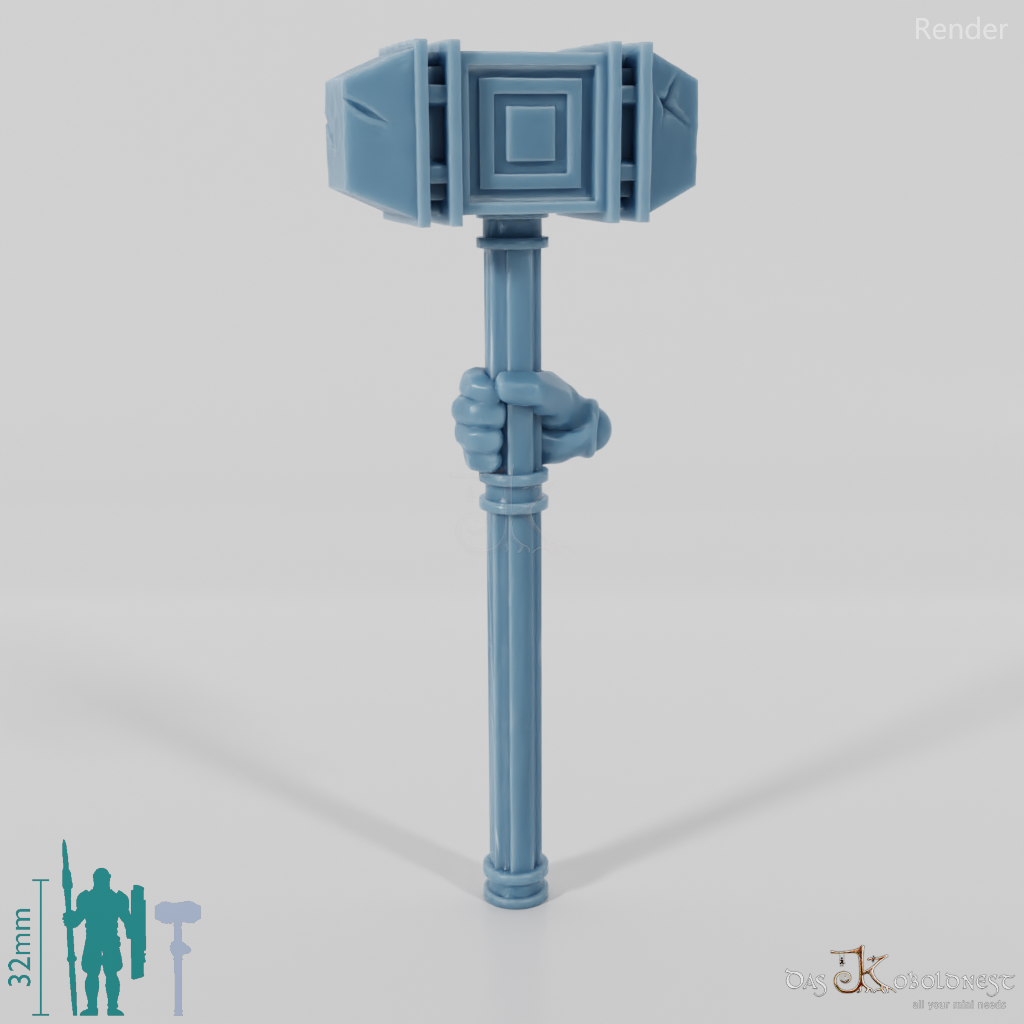 Dwarven war hammer with hand