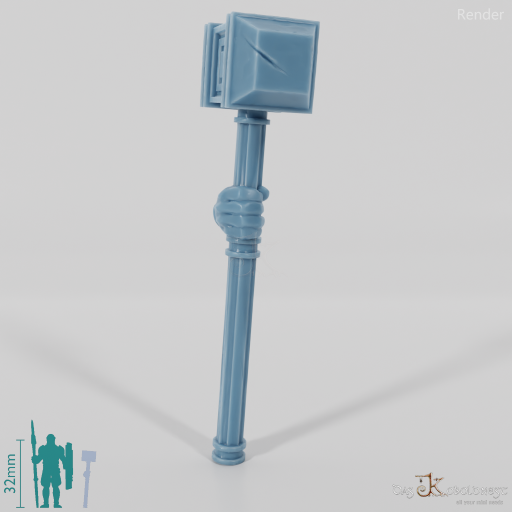 Dwarven war hammer with hand