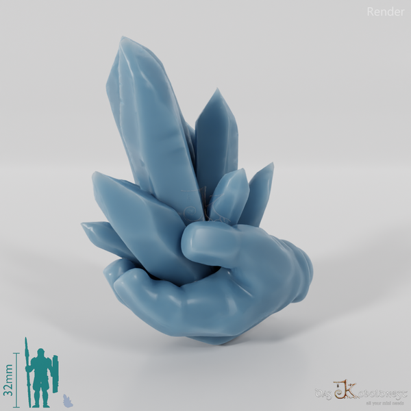 Dwarven crystal formation in hand