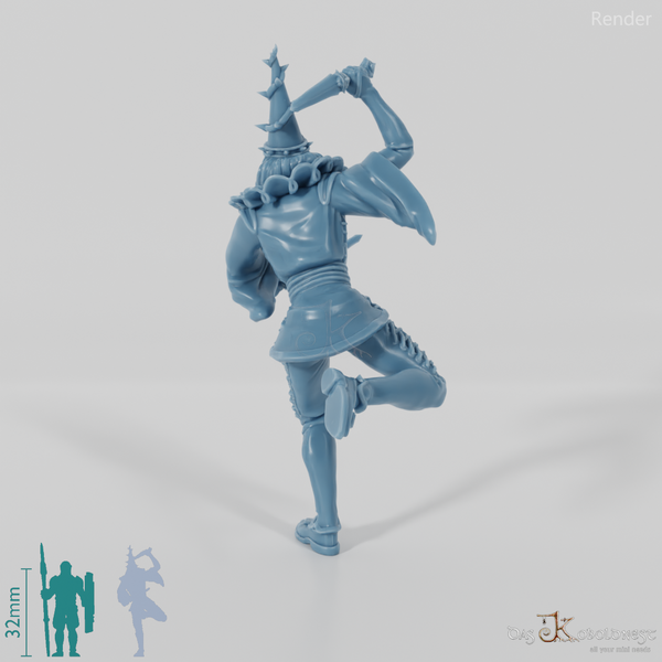 Harlequin with throwing knives 01