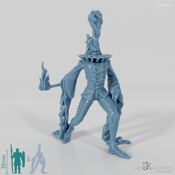 Harlekin mit Flammenatem