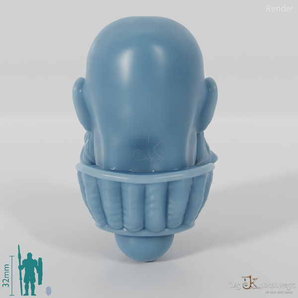 Equestrian Folk Head - Male with bald skull and beard