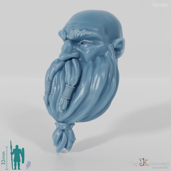 Dwarf Head - Male with bald head and long beard