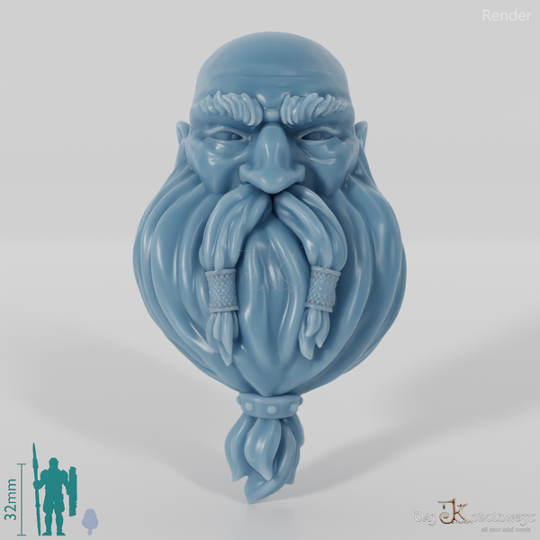Dwarf Head - Male with bald head and long beard