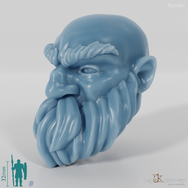 Dwarf Head - Male with bald head and short beard