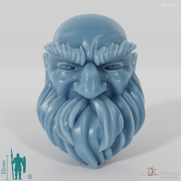 Dwarf Head - Male with bald head and short beard