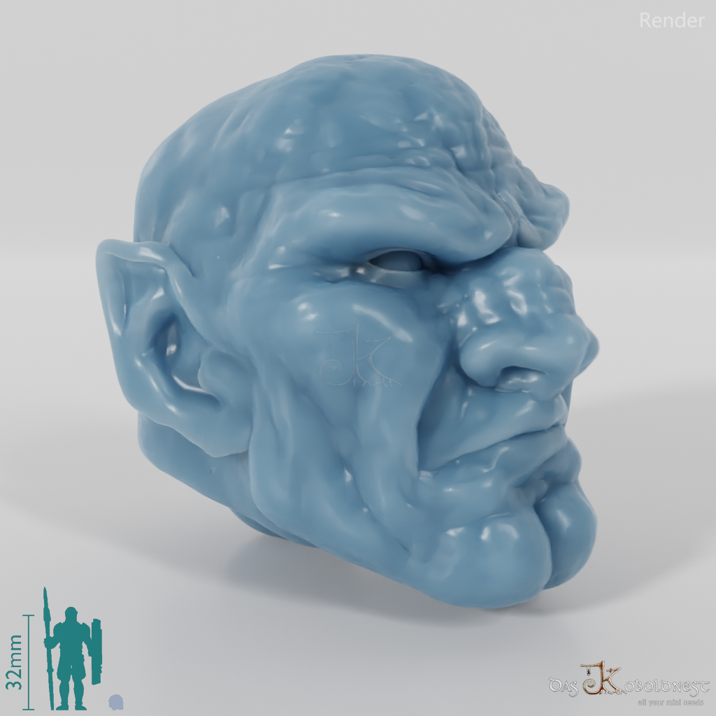 Half-orc head with bald head