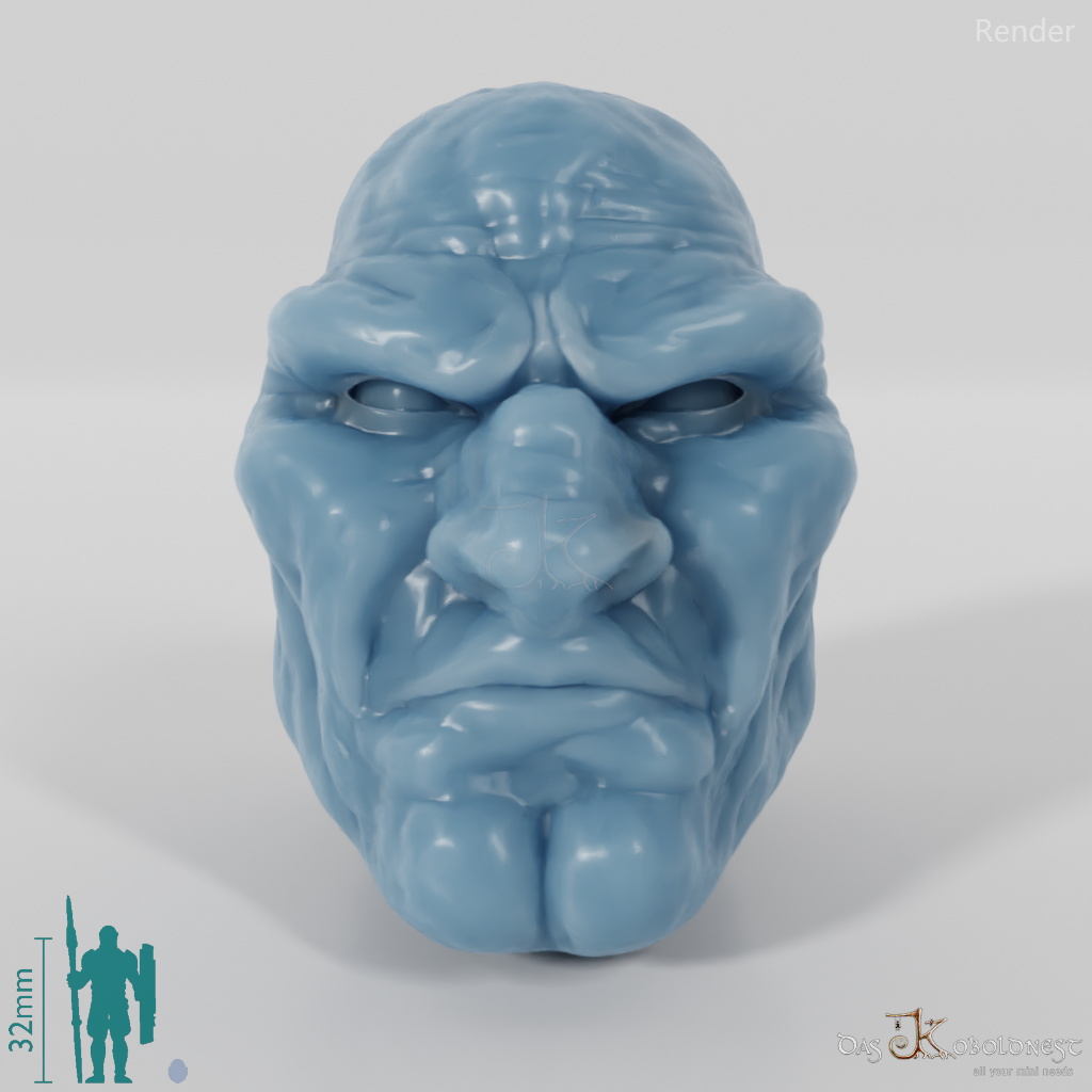 Half-orc head with bald head