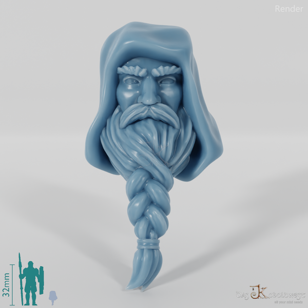 Equestrian Folk Head - Male with braided beard 3